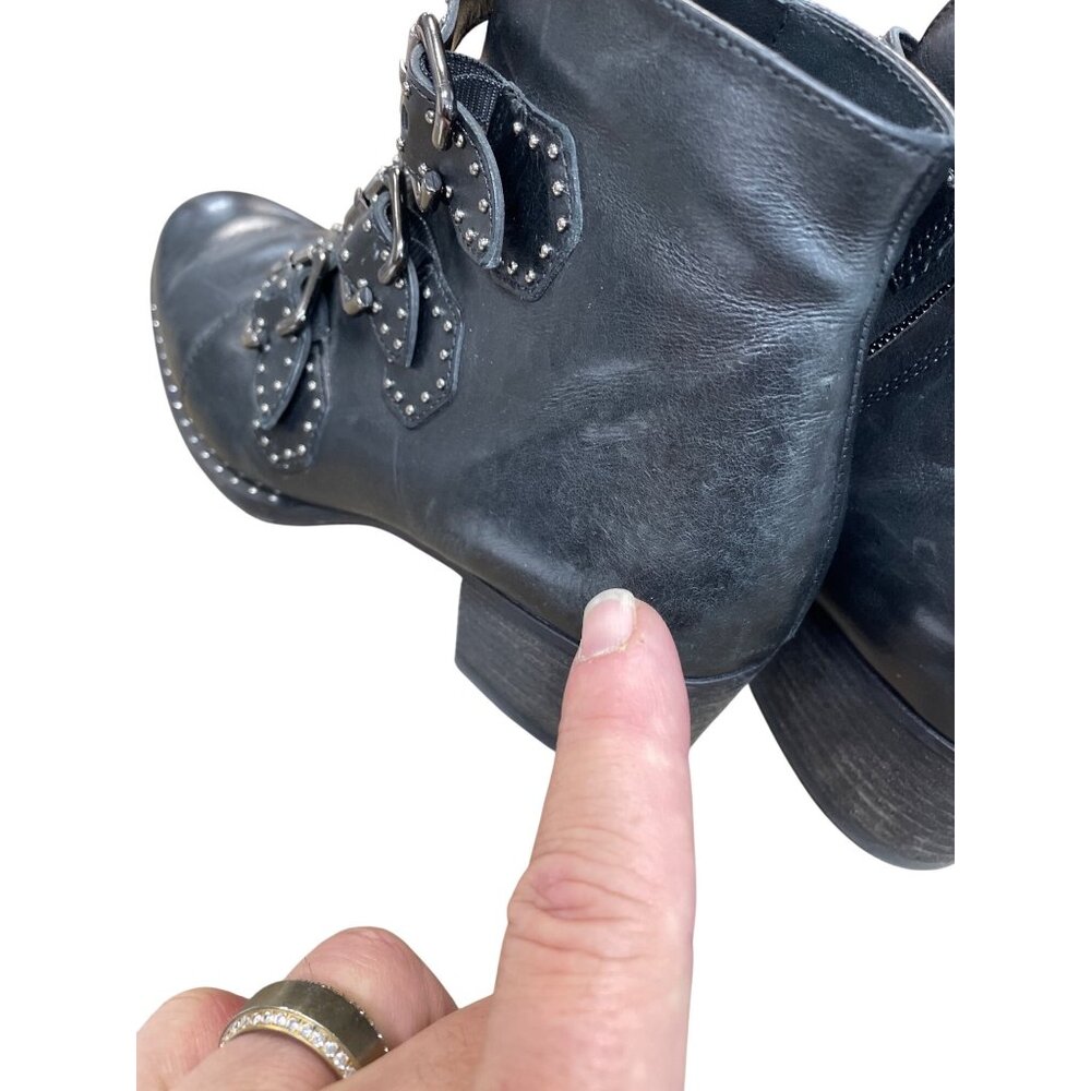 Paul Green Womans Black leather studed moto ankle boots sz 5.5 SKU 9631 - Picture 16 of 16